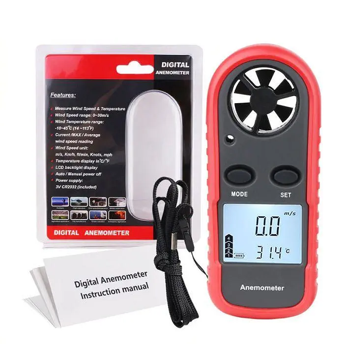 Анемометр цифровой 0.1-30м/с -10-45°C wintact 10.5х4х1.5 см hoz0010063 - фото 5