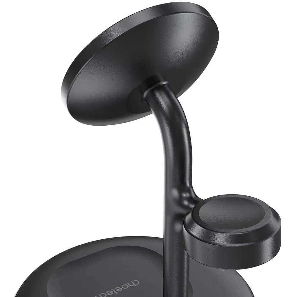 Магнітний бездротовий зарядний пристрій Choetech T585-F 3in1 Magnetic wireless charger station for Apple (T585-F-101CCBK) - фото 2