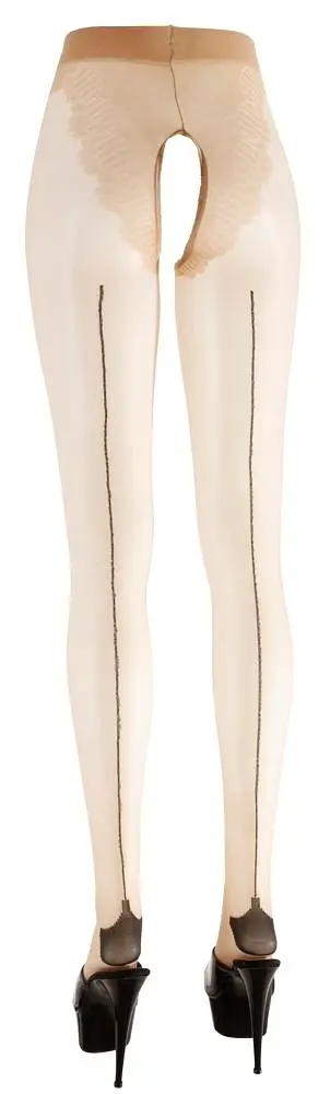 Колготки з відкритим пахом Cottelli Legwear, M (бежевий) - фото 4