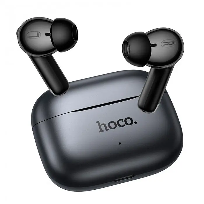 Беспроводные наушники вкладыши Bluetooth Hoco EQ27 Fun с зарядным кейсом Тёмно-серые - фото 3