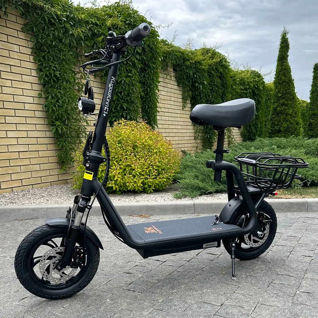 Электросамокат KUGOO Kirin C1+ Plus 18Ah 1000W черный, с усиленной корзинкой - фото 5