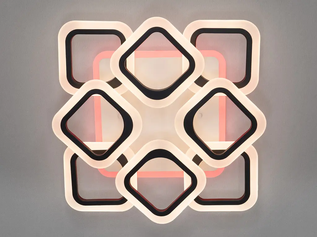 Люстра стельова LED Diasha AS8060/4+4BK, 110W, 3200K-6500K, чорний метал, акрил, сучасний стиль з пультом - фото 2