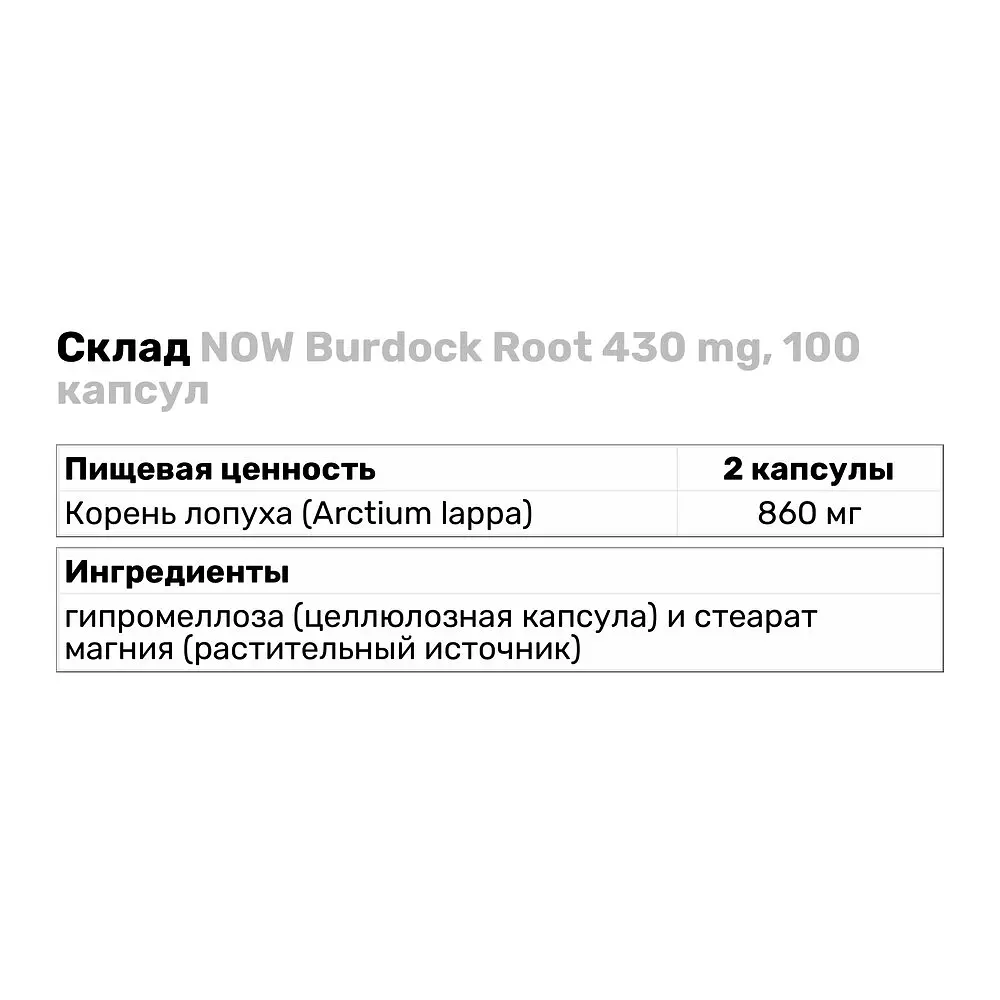 Натуральна добавка NOW Burdock Root 430 mg, 100 капсул - фото 3