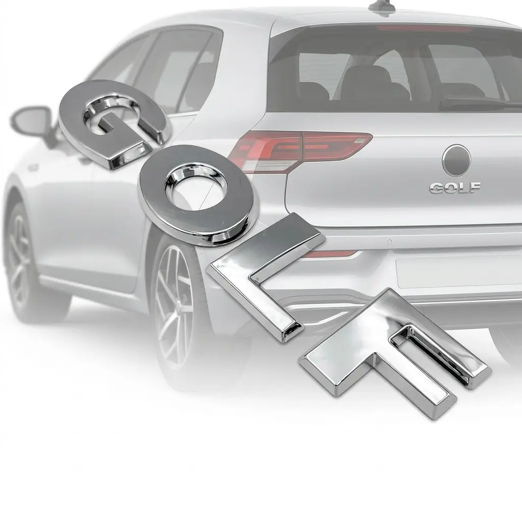 Емблема напис GOLF Гольф для Volkswagen Хром 121x26 мм на скотчі (Завод) - фото 2