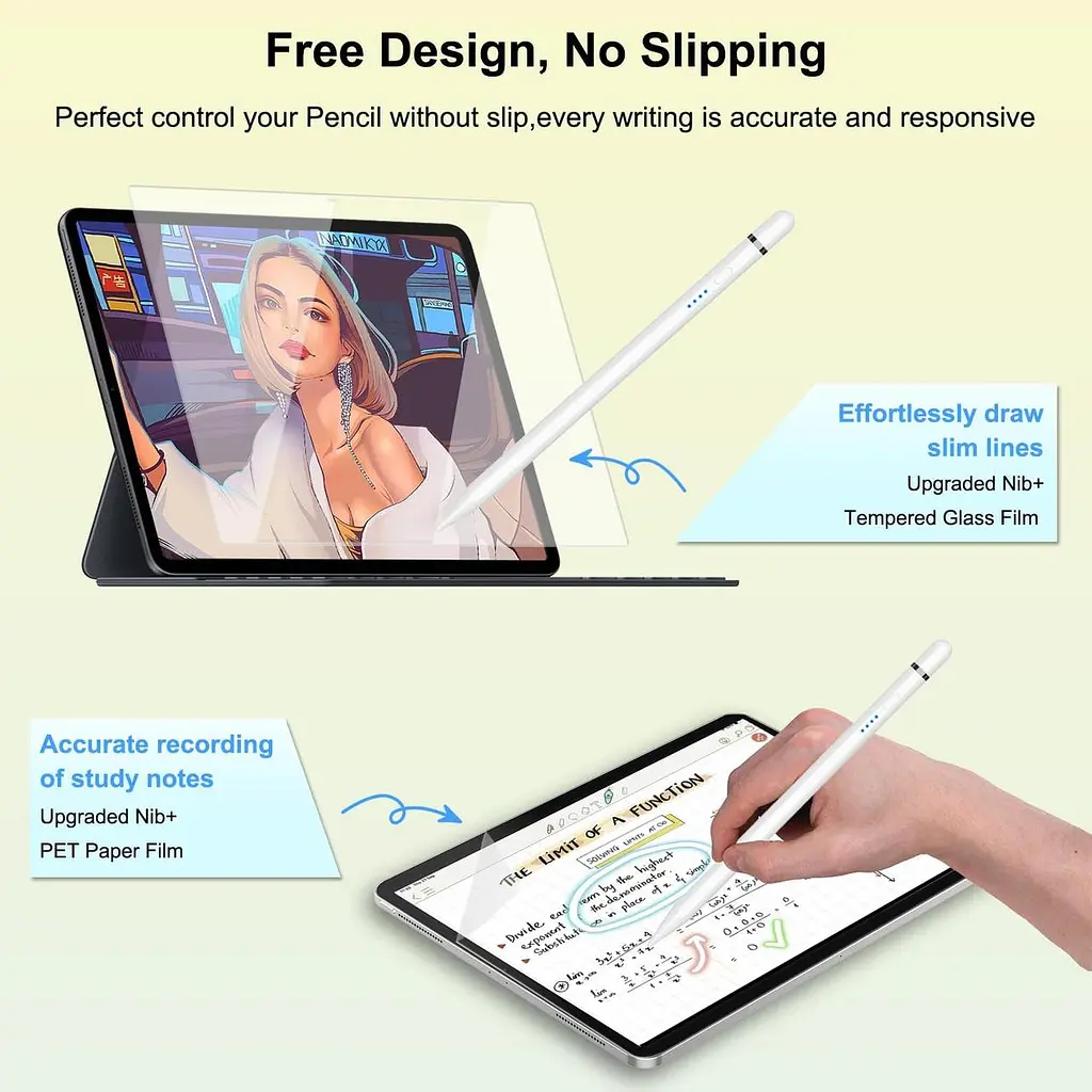 Стилус для iPad з USB-C Швидке заряджання, віддання долоні та нахил, сумісний з iPad 6/7/8/9/10, Air 3/4/5, Mini 5/6, Pro 11"/12 - фото 6