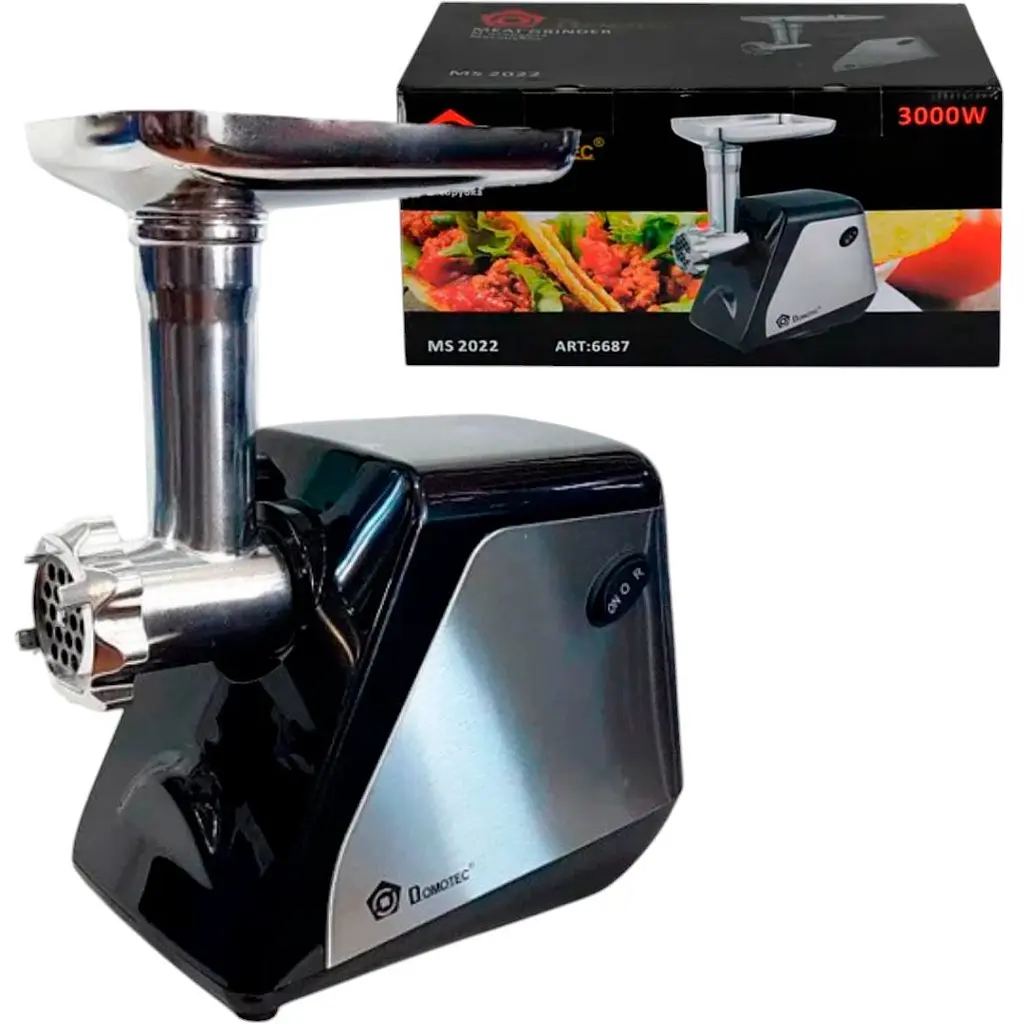 Електром'ясорубка Domotec MS-2022 3000W з насадками для ковбас і кеббе чорна (6687_1537) - фото 4