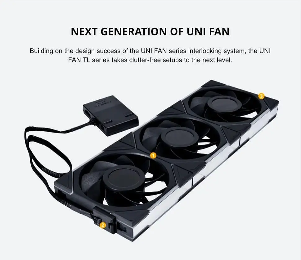 Вентилятор Lian Li (3-pack) TLLCD 120-3, White Cooler (G99.12TLLCD3W.00) - фото 6