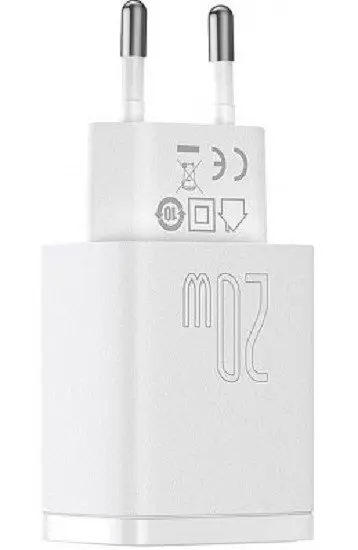 Мережевий зарядний пристрій Baseus Compact Quick Charger 1USB + Type-C 20W CCXJ-B02 White - фото 2