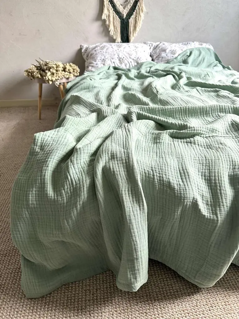 Покривало Zeintex Heaven муслінове бавовняне м'ятне 180х230 см - фото 4