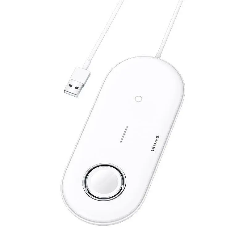 Зарядное беспроводное USAMS US-CD119 2-в-1 для Apple Watch и телефонов 2W и 10W белое - фото 2
