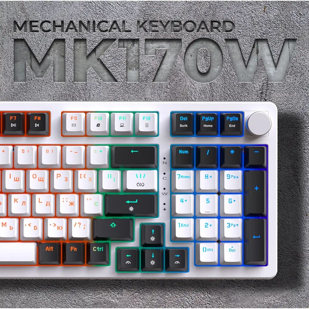 Клавиатура GamePro Red с Hot-Swap RGB White проводная механическая (MK170W) - фото 19