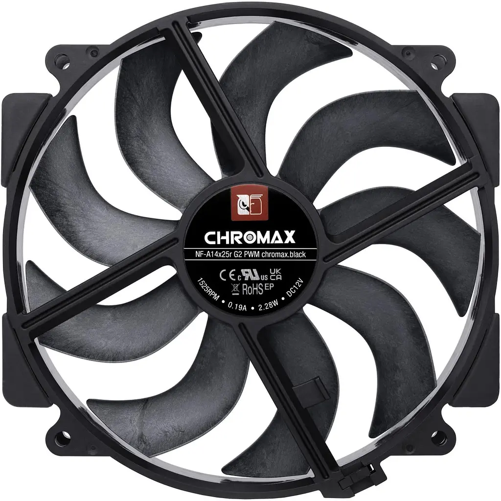 Вентилятор Noctua NF-A14x25R G2 140мм PWM CHROMAX Black - фото 3