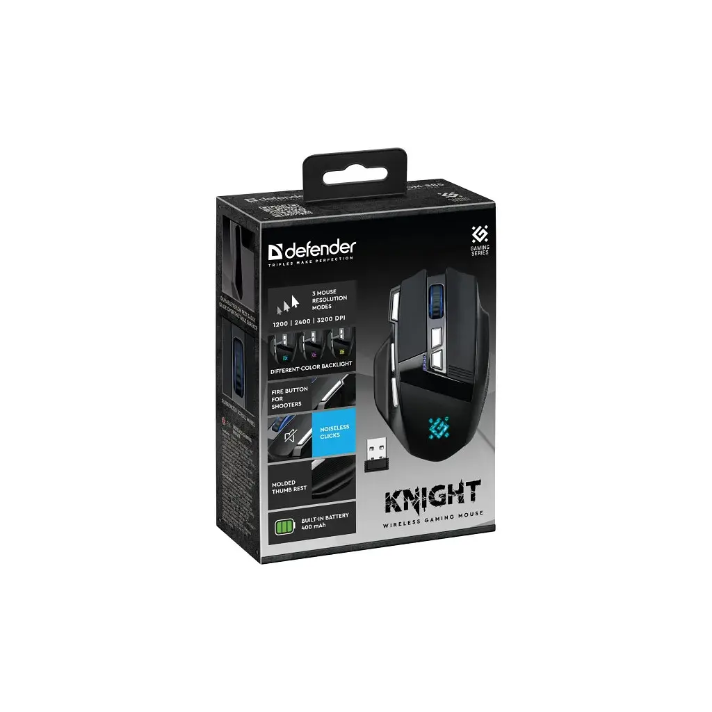 Мишка Defender Knight GM-885 Wireless Black (52885) - фото 7