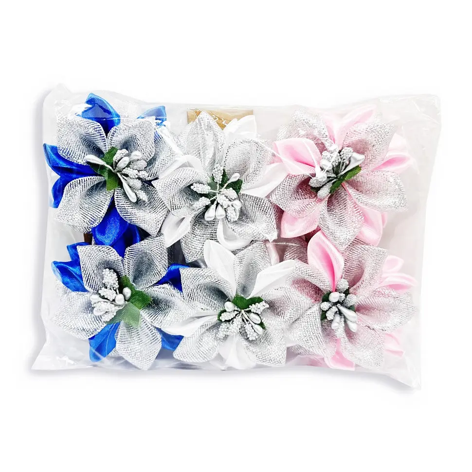 Набір резинок для волосся La-beauty 0108-344, 6 штук, з бантом-квіткою - фото 3
