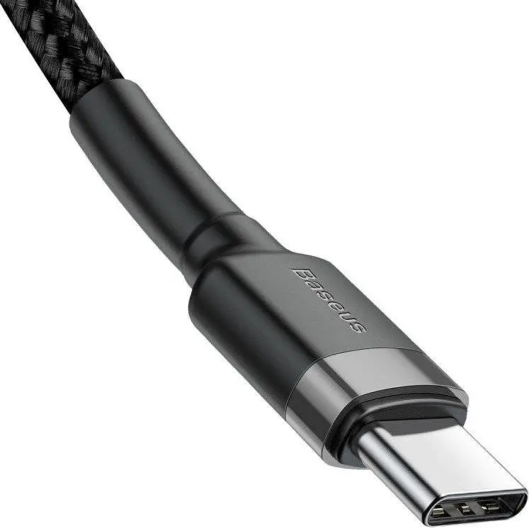 Кабель Baseus Cafule Type-C to Type-C PD2.0 60W (20V 3A) 1m grey black (CATKLF-GG1) - фото 3