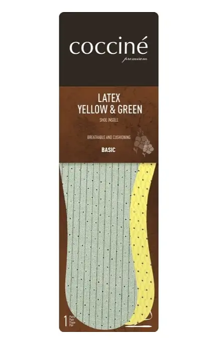 Устілки Coccine Yellow-Green Latex - повітропроникні з перфорованого латексу та бавовни. Розмір 41/42 - фото 2