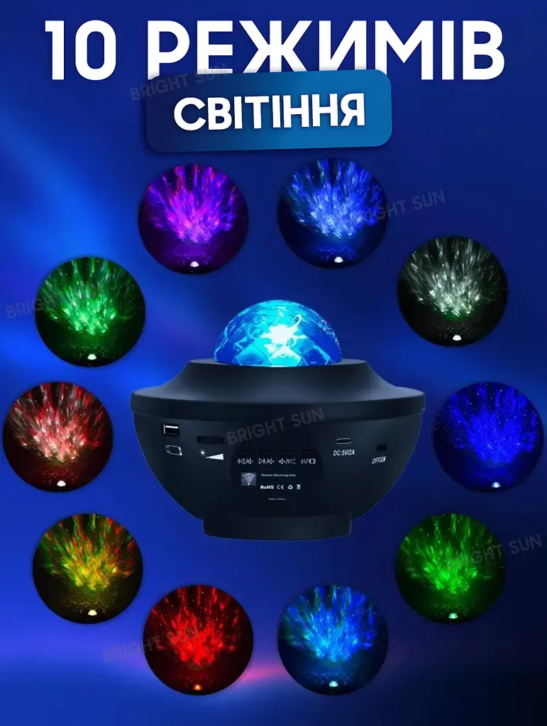 Лампа нічник Bluetooth колонка проектор Зіркове небо сфера світильник лазерний з пультом Starry Light UKC чорний - фото 5
