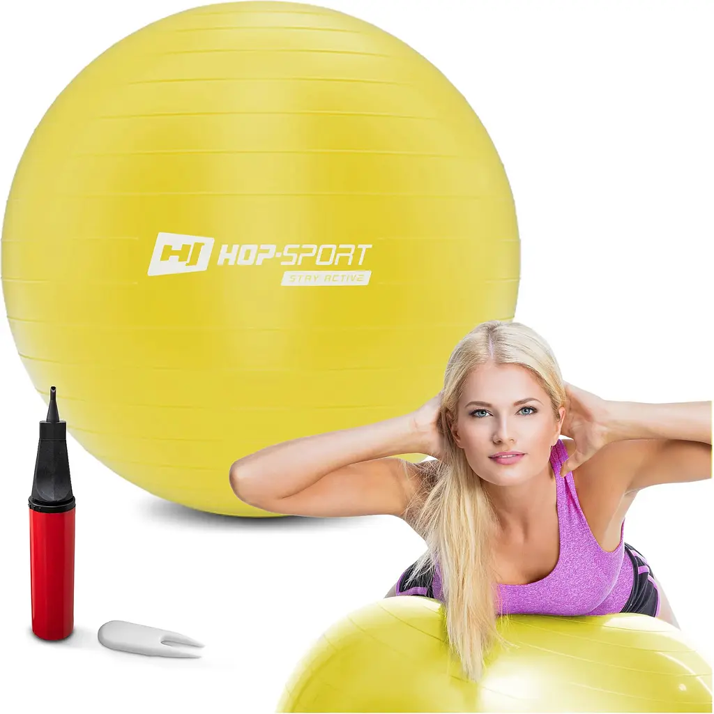 Фітбол Hop-Sport 55см жовтий + насос 2020 - фото 3