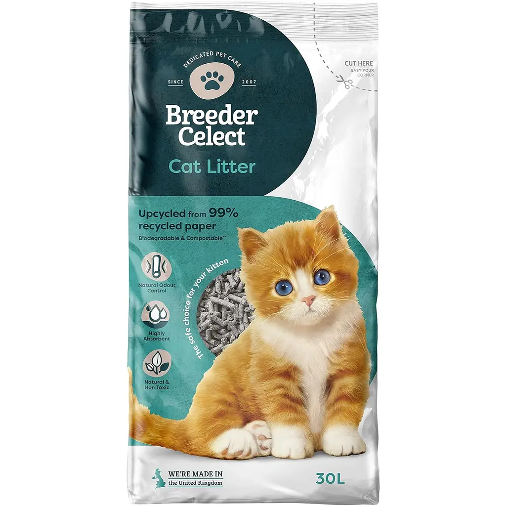 Наповнювач для котячого туалету Breeder Celect із переробленого паперу 30 л