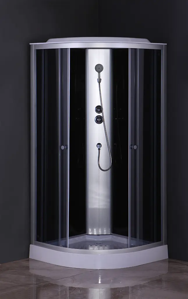 Душовий бокс без гідромасажу Mixxus Strong SB02-90x90x215-GR Satin з низьким піддоном MI6887, Хром матовый, тонований, хром матовий - фото 7