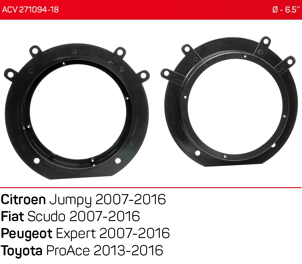 Проставки під динаміки 165 мм / 6.5" ACV 271094-18 для автомобілів Citroen, Peugeot, Toyota, Fiat - фото 5
