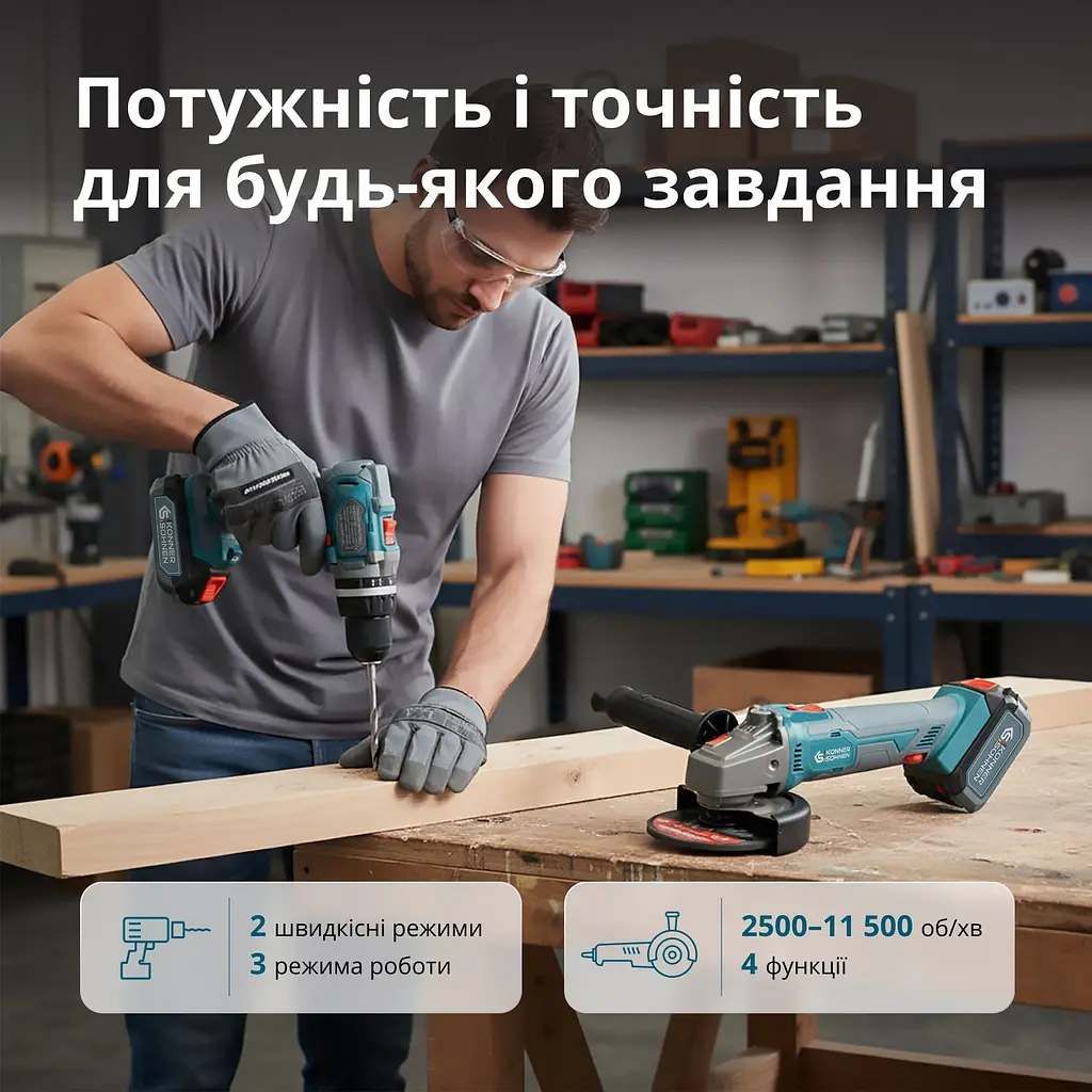 Набор двух аккумуляторных инструментов Konner&Sohnen KS IDAGB 20V Kцnner & Sцhnen teh0026220 - фото 4