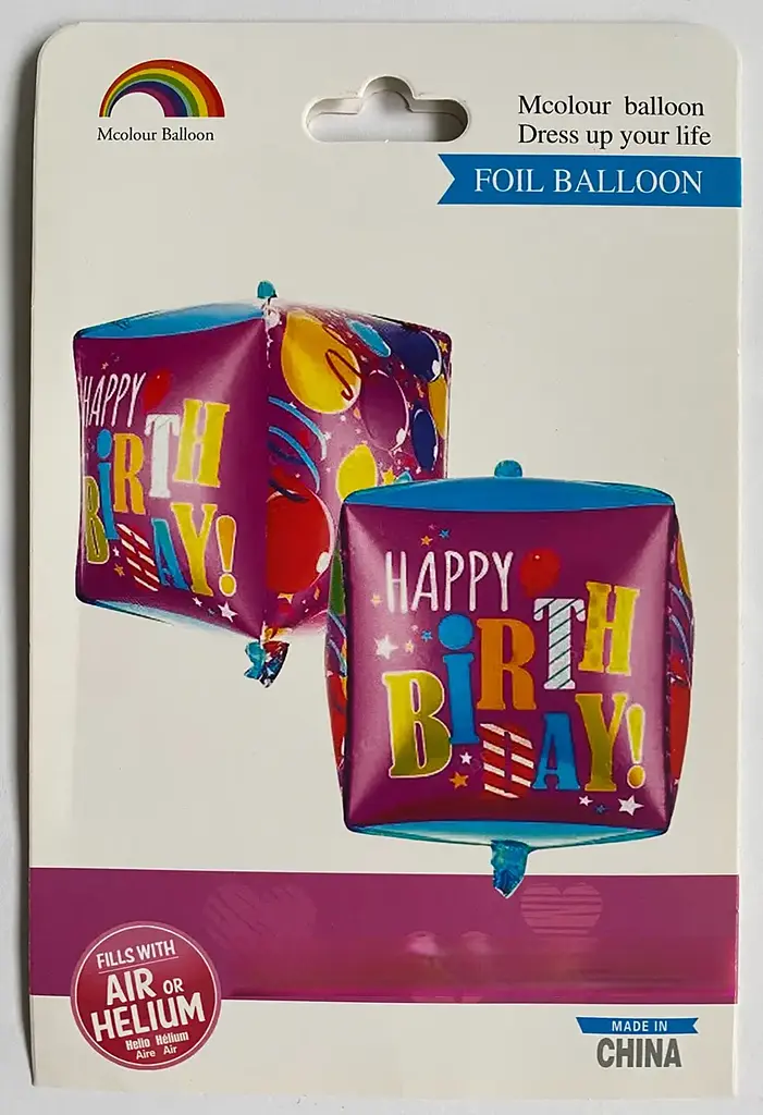 Фольгована кулька Mcolour Balloon куб “Happy Birthday ” наповнення повітрям або гелієм для тематичних вечірок Фіолетовий - фото 2
