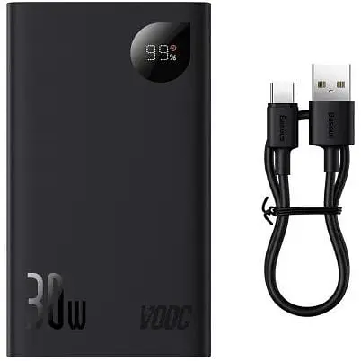 Портативная батарея Baseus 20000mAh 30W Adaman 2 + кабель USB to Type-C 0.3m PPAD050101 черная - фото 6