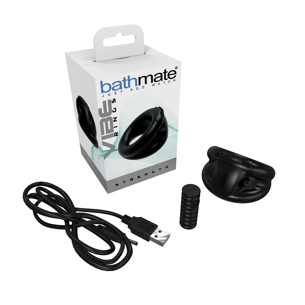 Віброкільце Bathmate Vibe Ring Strength, 5х2.5 см (чорний) - фото 4