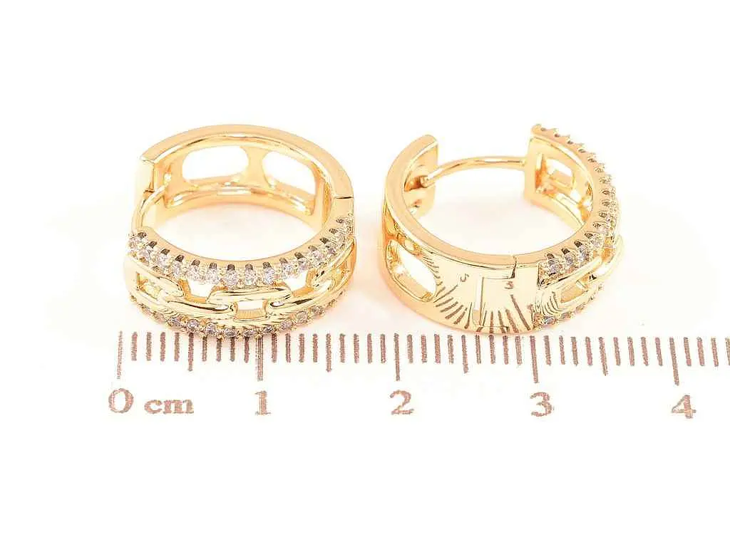 Сережки Xuping Позолота 18K колечка "Візерунок ланцюжок з доріжками цирконію" 270830 - фото 2