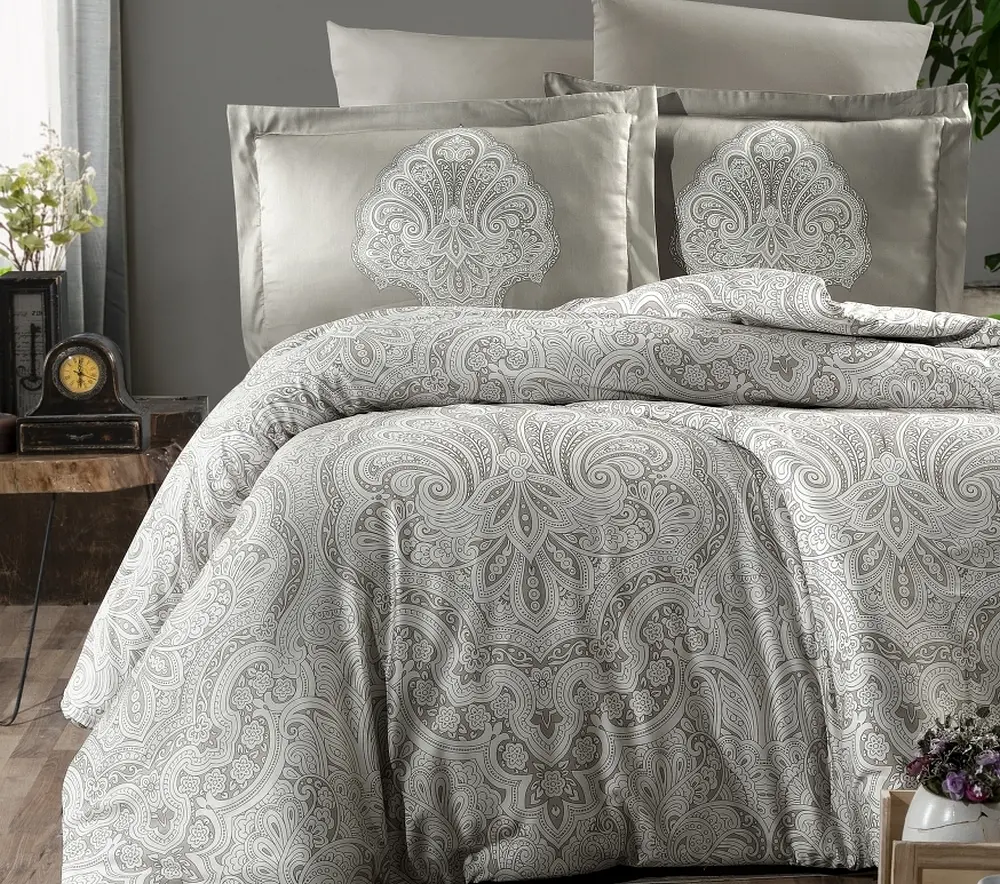 Турецька постільна білизна First Choice Cotton Satin Milena Beige євро