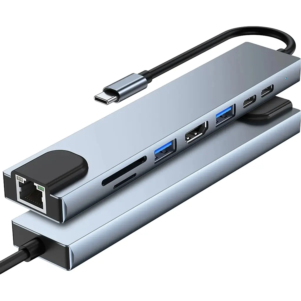 Концентратор Dynamode USB-C 8-in-1 HDMI 4K30Hz + 1xRJ45 + 1xUSB 3.0 + 1xUSB 2.0 + 1xUSB-C PD (BYL-2017L) - фото 6