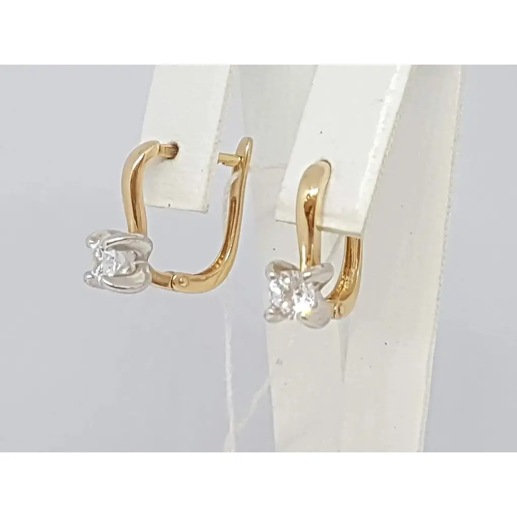 Золоті сережки Столична Ювелірна Фабрика з фіанітами. 110403 - фото 2