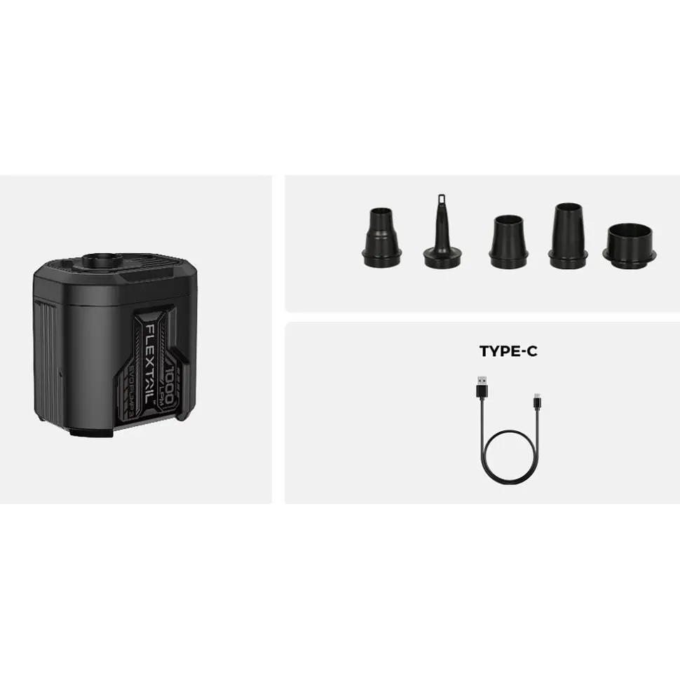 Портативний повітряний насос Flextail Evo Pump 3, 1000 л/хв, чорний - фото 2