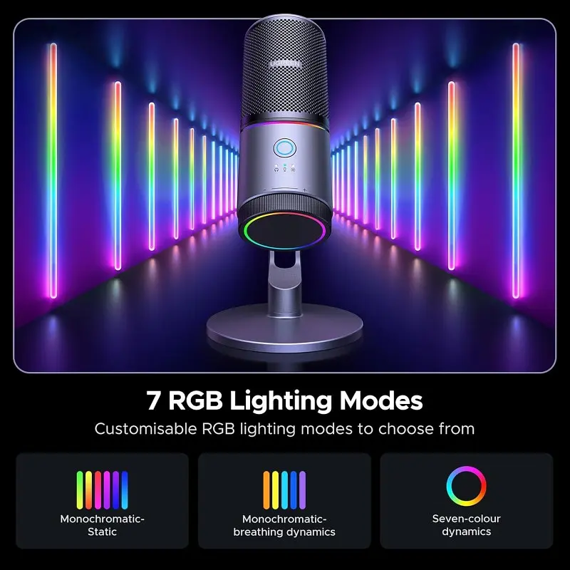 Мікрофон настільний UGREEN CM769 Desktop RGB 24-bit 96kHz ANS (USB-A) Вark Пray (UGR-35629) - фото 7