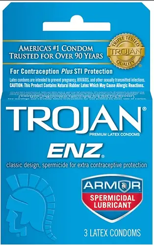 Упаковка презервативів 3шт Trojan ENZ Armor Spermicidal