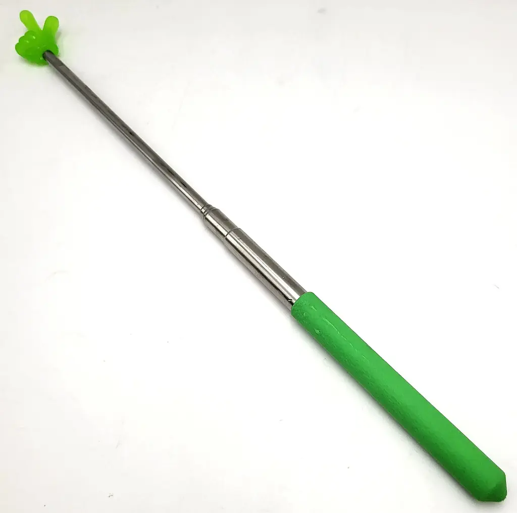 Указка палець світиться у темряві телескопічна Світлонакопичувальна Pick me пікмі паличка висувна «Рука» 21-69 см UKC зелений - фото 3