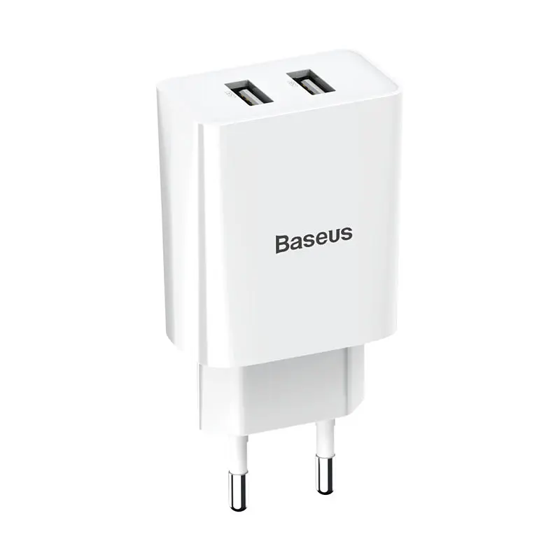 Адаптер мережевий BASEUS Speed Mini Dual U Charger 2USB вихода 10.5W біле (CCFS-R02) - фото 2