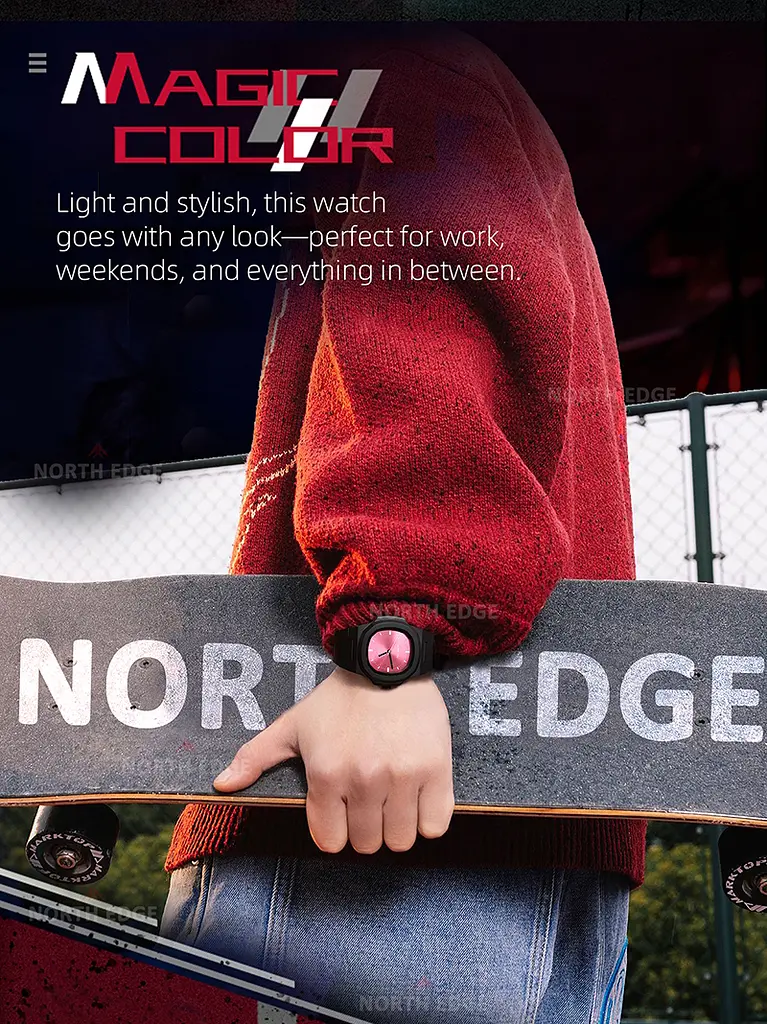 Наручний годинник чоловічий North Edge Volt 5 Bar Чорний (3563) - фото 7
