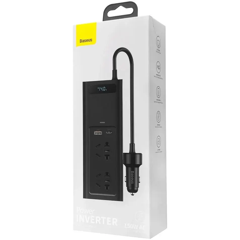 Автомобильный инвертор Baseus In Car Inverter 150W (220V CN/EU) black - фото 2