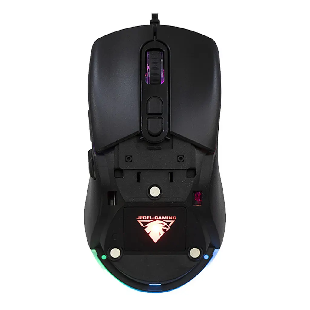 Дротова миша Jedel GM1390 ігрова з RGB підсвічуванням та змінною магнітною панеллю чорний - фото 2
