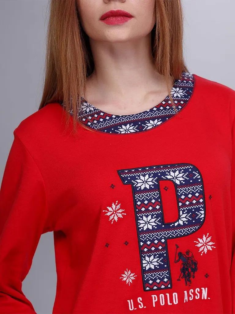 Женская пижама U.S. Polo Assn с длинным рукавом L красная (15521) - фото 2