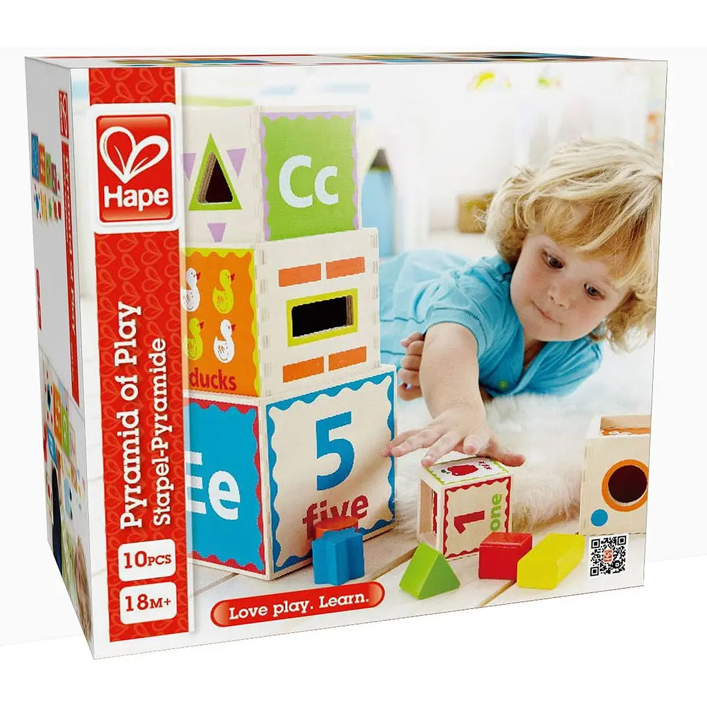 Кубики-пирамидка Hape с сортером из дерева (E0413) - фото 4