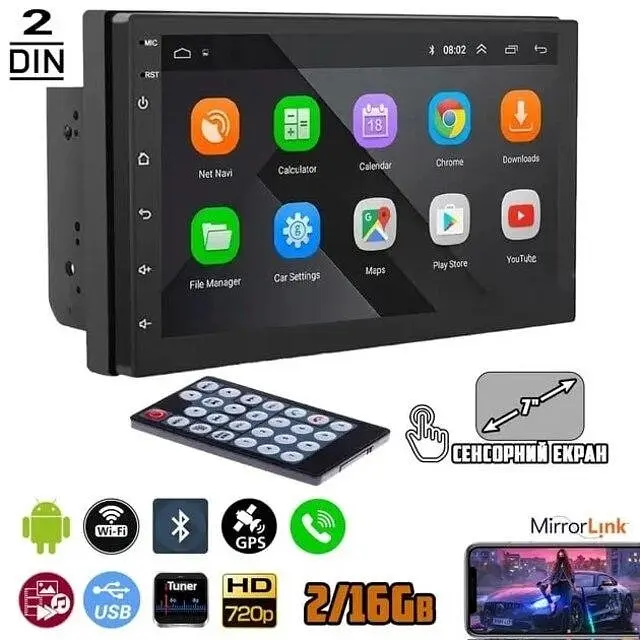 Автомагнитола CJ CP606 MP5 Android 8.0, 2 DIN - фото 2