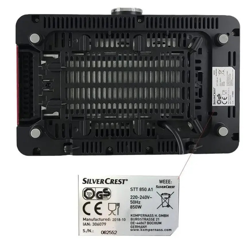 Тостер Silver Crest STS 850 A1 Red Німеччина - фото 5