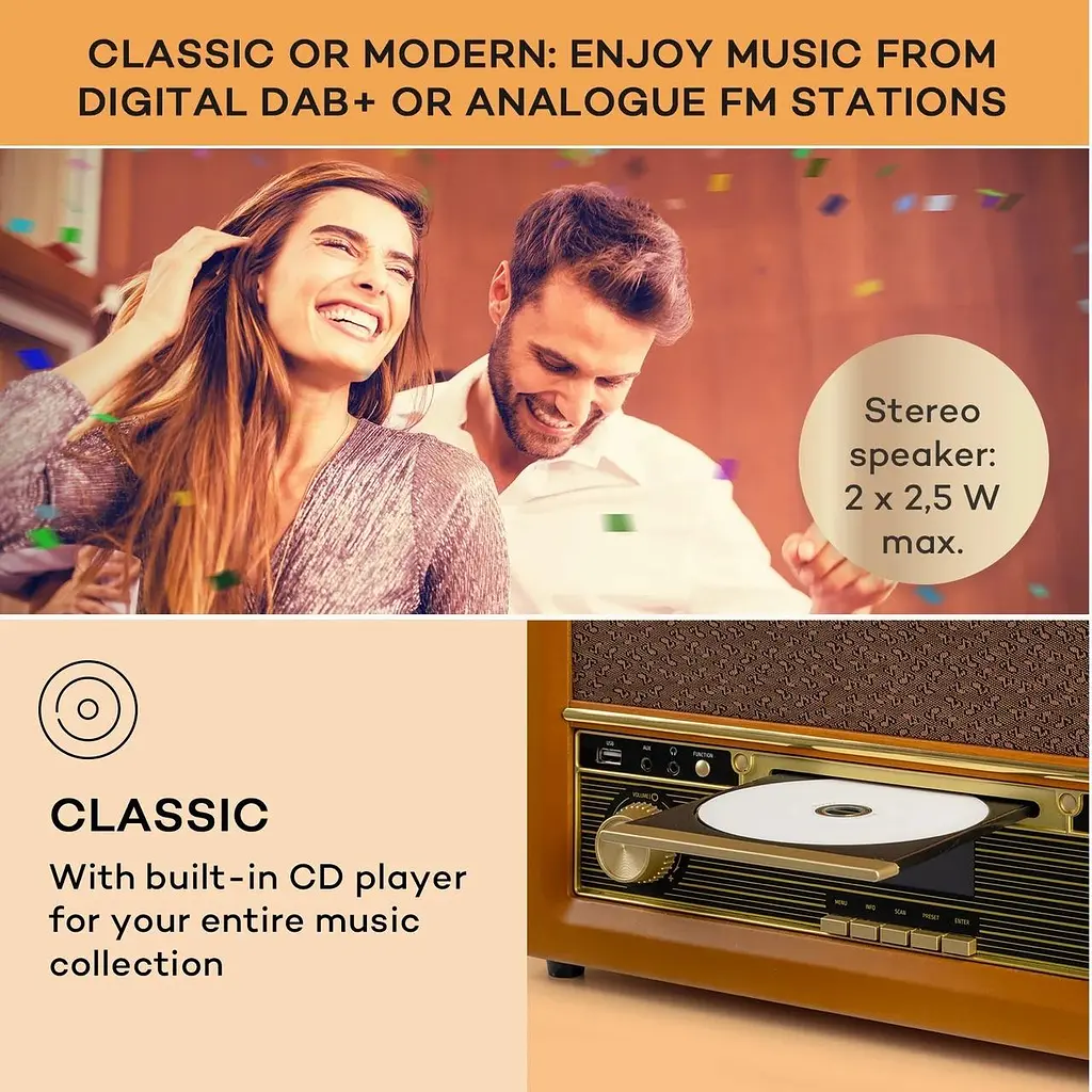 Акустична ретро стереосистема Auna Belle Epoque 1906 DAB (10040014) - фото 5