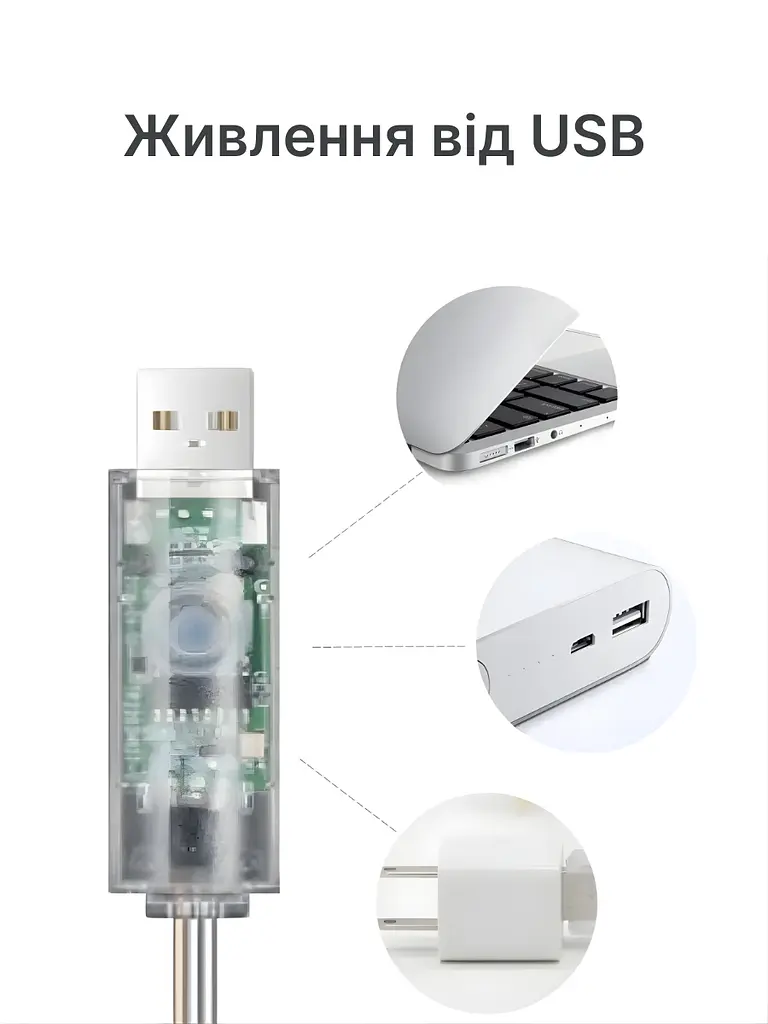 Світлодіодна новорічна LED гірлянда-штора «Зірочки», теплий білий колір, 3х2 м, USB, 100 LED ламп, біла (1134342453) - фото 5