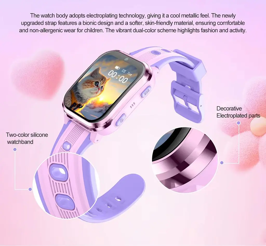 Дитячий розумний годинник Lemfo D58 з GPS трекером, 4G, SIM-картою, Wi-Fi, відеодзвінками, кнопкою SOS та операційною системою Android Чорний - фото 8