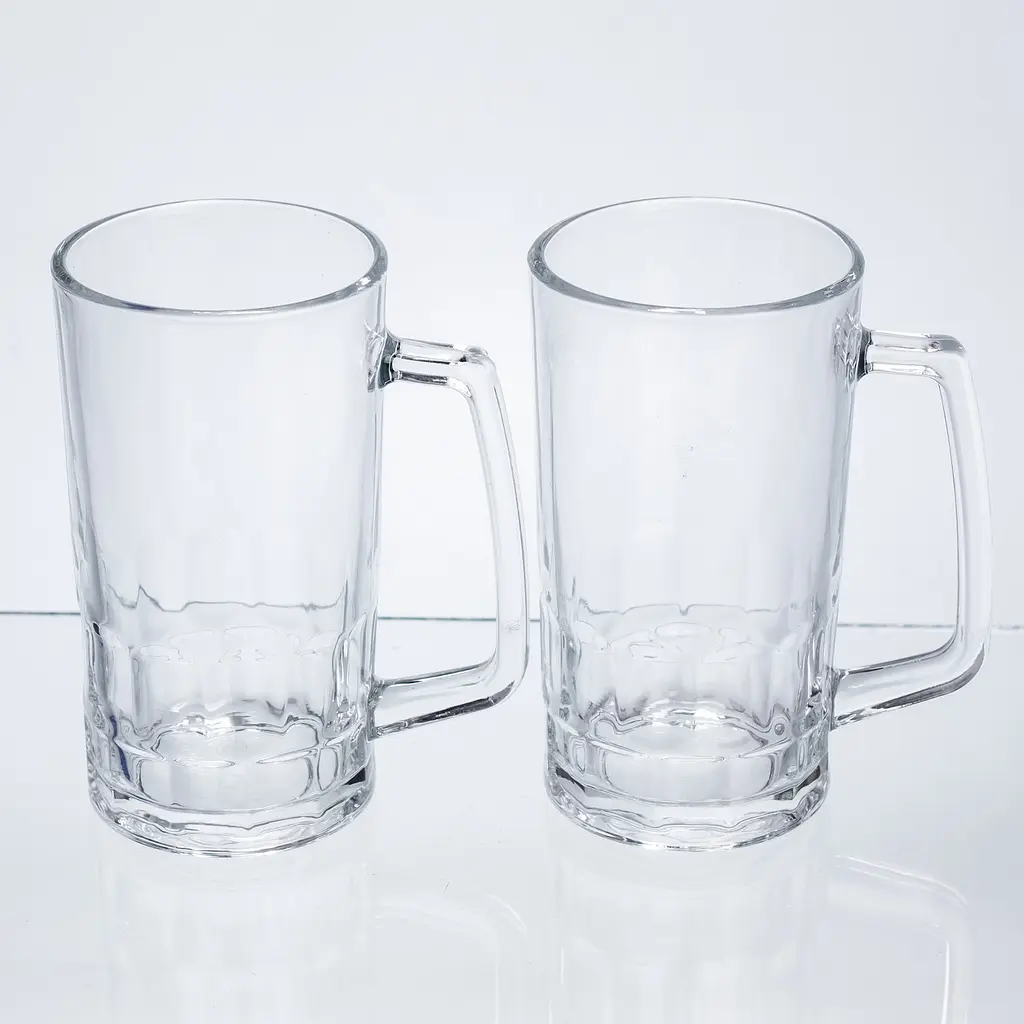 Набір кухлів для пива Yiwu Patterned Stein скляних 2 штуки по 530 мл кружки для пива скло з ручками міцний посуд HP-17-61 - фото 3