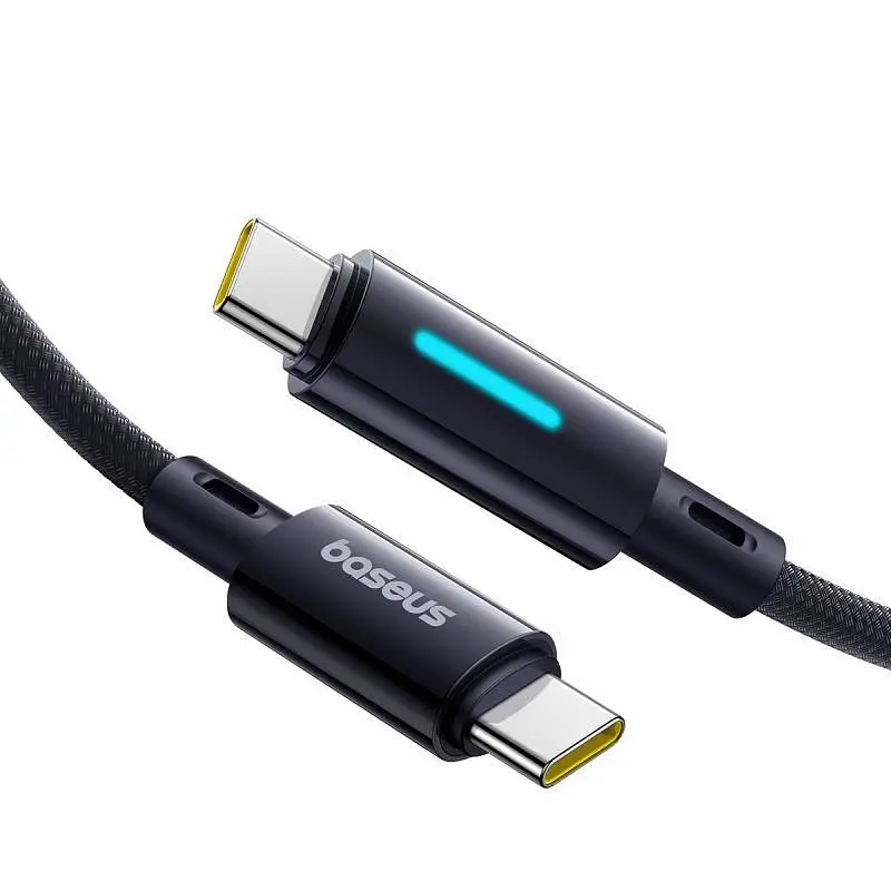 Кабель с индикатором Baseus Lit Button-Control Fast Charging Data Cable USB-C to USB-C 100W 2 м - фото 2